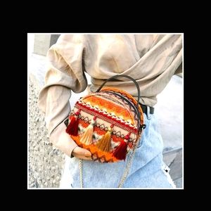 Handbag Boho Hand Knitted Rustic Vintage style